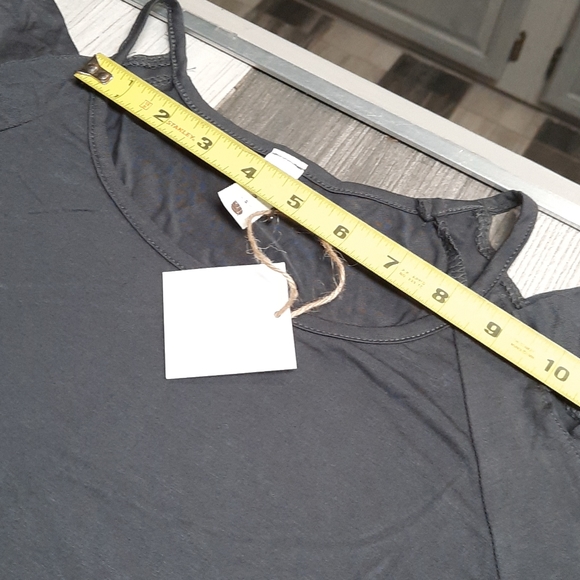 Ladder Sleeve soft  charcoal t-shirt top - Picture 6 of 13